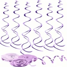 18pcs Shiny Purple Hanging Spiral Decorations, Foil-Like Plastic Swirl Garland, Suitable For Birthday, Wedding, Bridal Shower, Baptism, New Year And Party, Room, Ceiling And Wall Decoration, Party Supplies, Halloween Decoration And Christmas Decoration - Multiple Styles - View 1
