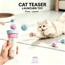 1 Set Automatic Ejection Cat Teaser Wand Gift Box, Plush Ball Interactive Cat Toy Set For Pet Interaction, Indoor Kitten Exercise And Boredom Relief Pet Play Supplies - Baby Blue - View 2