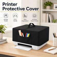 Printer Protective Cover-5 Sizes Available, 2 Colours(Black/Grey), Heavyweight 300D Oxford Fabric, The Bottom Features A Drawstring Design, Front Storage Pocket. Suitable For Printer(Only The Protective Cover) - Black - View 1