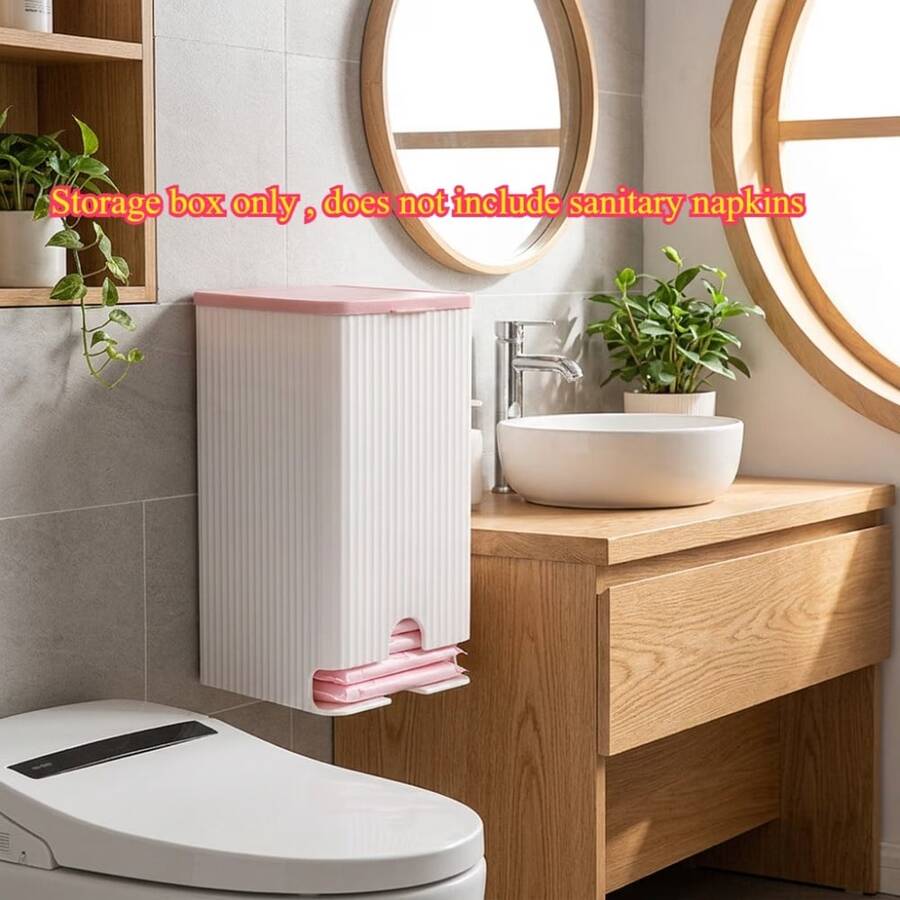1PC Multifunctional Wall-Mounted Storage Box, Luxury Design, Dust-Proof Bathroom Organizer, Suitable For Sanitary Pads, Cotton Swabs, Tissues, Home Hygiene Products Storage, Integrated Dust-Proof Lid Design, Bathroom Wall Tidy Essential, Discreet Storage For Elegant Protection - Multicolor - View 1