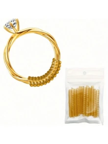 Silicone Ring Size Measuring Guard - Flexible Invisible Spiral Tightener For Loose Rings, No Power Required Ring Accessory Adjuster, Transparent Ring Size Adjuster Kit - Gold - View 1