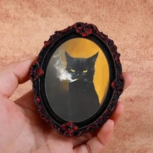 1pc Wooden Photo Frame Fridge Magnet, Exorcist Cat Pattern Fridge Magnet - Suitable For Home, Office, Study Room Fridge Decoration - Fridge Magnet! - one-size - View 22