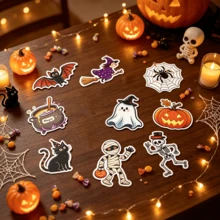 36pcs Happy Halloween Bulletin Board Decoration Set, Bat Decor, Spider Ghost Paper Cutouts - Ghost Skeleton - View 4