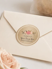 Custom Floral Round Stickers, Elegant Personalized Seal Labels For Wedding, Birthday, Gift Wrap And Party Favors, Vintage Customized Text Decor, Customizable Thank You Envelope Seals, Thanksgiving And Christmas Gift Packaging, Custom Stickers - Style a - View 4