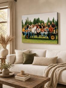 Customizable Wooden Frame Canvas Wall Art - Personalized Family Portraits And Action Photos, Framed Canvas Painting For Living Room Bedroom Home Office Decor - Multicolor - View 10