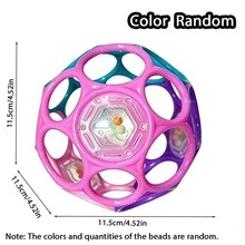 1pc Baby Soft Grip Ball Rattle, Early Education Sensory Toy With Bell, Develops Motor Skills, Easy To Grip Montessori Toy, Holiday/Birthday Gift - Multicolor - View 15