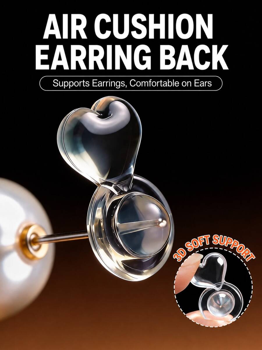 10/30/50pcs Heart-Shaped Silicone Earring Backs, Suitable For Heavy Earrings, Invisible Lift Support Pads, Prevent Ear Lobe Sagging, Secure Ear Studs And Dangle Earrings Lifter - Clear Heart Ear Backs - View 1