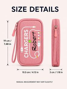 Custom Name Travel Cable Storage Bag Digital Electronic O Portable USB Data Line Charger Plug Storage Bag Ideal For USB Drives, Hard Disks, Headphones & Gaming Accessories, Portable Storage Organizer Carry On Suitcase Garment Duffle Bags For Travel - Multicolor - View 2
