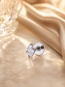 AnlaScheer 1pc 0.1ct Moissanite 925 Sterling Silver Geometric Flat Back Helix Cartilage Stud Earrings For Women Engagement Wedding Bridal Jewelry - Silver - View 4