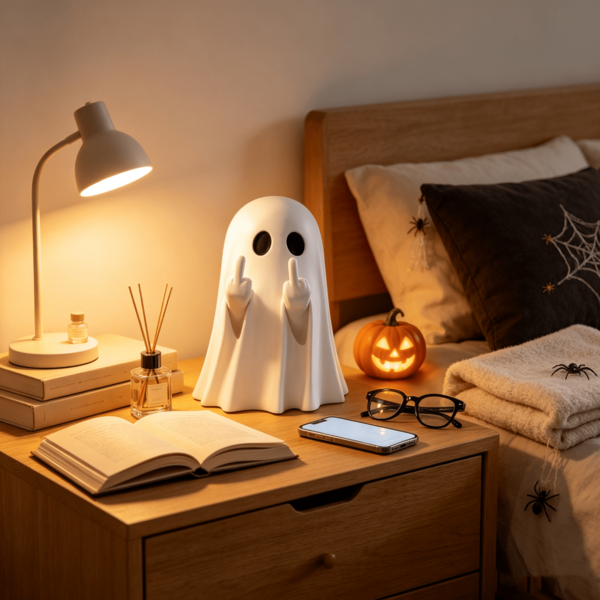 Halloween Ghost Figurine, Funny Finger Spooky Resin Statue Tabletop Decor | Cute Finger Ghost Ornaments, Indoor Table Sculpture For New Year & Halloween Home Room Desk Party Decoration Accessories