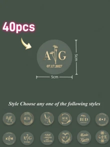 1/10/20/40/80/160/320pcs Custom Gold Foil Botanical Wedding Stickers, Personalized Gold Wedding Favour Labels, 4-6cm,Various Patterns,Clear Wedding Envelope Seals,Clear Wedding Stickers With Gold Foil,Infinity For Wedding Favors, Cups Labels Stickers - Multicolor - View 21