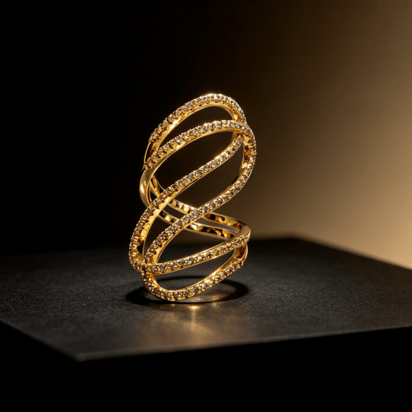 1pc Streamlined Spiral Multi-Layer Wrapped Ring, Dynamic Fluid Lines, 3D Design, Eye-Catching Visual Effect, Sparkling And Dazzling, Minimalist Yet Full Of Design Sense