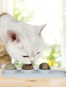 4-In-1 Cat Lick Ball, Can Be Fixed By Wall Mounting And Pasting, Relieves Stress, Bite-Resistant, Designed As A Set Of Four Styles To Amuse Cats And Ease Their Boredom - Random Color - View 3