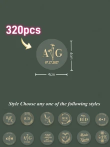 1/10/20/40/80/160/320pcs Custom Gold Foil Botanical Wedding Stickers, Personalized Gold Wedding Favour Labels, 4-6cm,Various Patterns,Clear Wedding Envelope Seals,Clear Wedding Stickers With Gold Foil,Infinity For Wedding Favors, Cups Labels Stickers - Multicolor - View 25