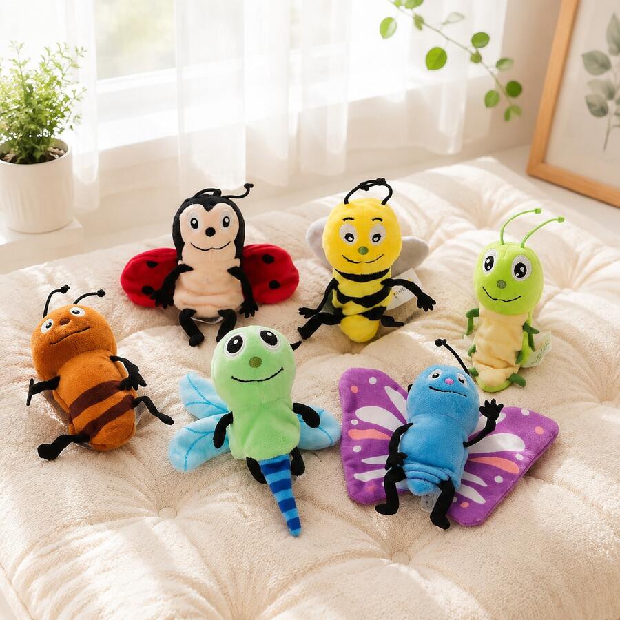 1pc Insect Series Finger Puppet Plush Doll, Cute Dragonfly, Butterfly, Ant, Bee Finger Puppets, Parent-Child Interactive Educational Doll