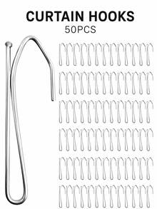 50pcs Stainless Steel Pleated Curtain Hooks, Deep Metal Claw Curtain Pins, Suitable For Windows And Shower Doors, Easy To Install - 50 Pieces - View 10