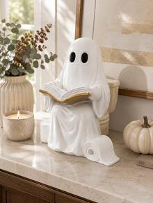 Funny Ghost Toilet Statue, Halloween Bathroom Decor, Resin Reading Ghost Figurine, Suitable For Toilet Tank, Countertop And Shelf, Cute Spooky Home Decor, Farmhouse Style Bathroom Ornament, Autumn Holiday Party Decoration, Novelty Gift For Women, Gothic Style Autumn Decor - A - View 9