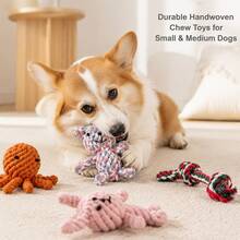 1pc Crochet Animal Dog Chew Toy Set, Handmade Soft Rope Knotted Cute Design, Suitable For Puppy Teething, For Dogs And Cats - Multicolor - View 3