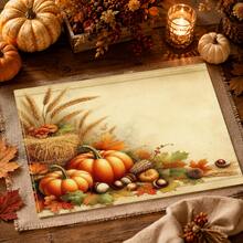 1pc/4pcs/6pcs/8pcs, Autumn, Fallen Leaves Pattern Suitable For Dining Table, Breakfast Mat, Coffee Bar, All Season Decoration, Washable Table Mat, Room Decor, Kitchen Dining Table Mat, Indoor/Outdoor Party Decoration, Home Decor, Ideal Gift - Multicolor - View 3