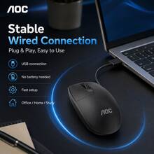 Mouse Berkabel AOC MS100 Plug & Play, Sensitivitas Tinggi, Respons Cepat, Genggaman Nyaman, Kontrol Presisi, Mouse untuk Bisnis & Gaming, Kompatibel dengan Desktop dan Laptop - View 6