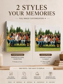 Customizable Wooden Frame Canvas Wall Art - Personalized Family Portraits And Action Photos, Framed Canvas Painting For Living Room Bedroom Home Office Decor - Multicolor - View 6
