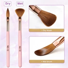 3pcs Acrylic Nail Brush Set, Nail Art Design Tools, 3D Builder Nail Gel Brush - Acrylic Nail Painting Brush - Nail Art Brush, Suitable For Salon/Home Nail Art - Purple - View 2