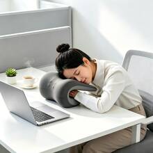 Neck Support For Office Chair,Memory Foam Desk Pillow For Napping,Washable Cover,Fits Most Office Chair , Head Rest For Office Chair, Ergonomic Hanging Pillow Support, Soft Memory Foam Nap Pillow For Office Work, Computer Chair, Side Sleeping - Grey - View 10