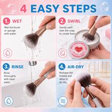 Makeup Brush Cleaning Soap, Gentle Solid Cleanser, Suitable For Makeup Brushes, Makeup Sponge And Powder Puffs, Quick Foaming Portable Brush Care Soap, Heart And Moon Design - Multicolor - View 10