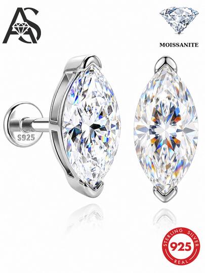 AnlaScheer 1pc Silver Tone 925 Sterling Silver Classic 1CT Exquisite Evil Eye Moissanite Jewelry, Hypoallergenic Accessory, Suitable For Women's Daily, Party, Wedding