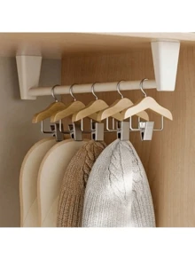 Small Wooden Clothes Hanger With Stainless Steel Clips, Pet Clothing And Accessories Hanging Rack, Polished Finish, Space-Saving Design, Suitable For Hanging Small Items, Bathroom Storage Rack - Multicolor - View 7