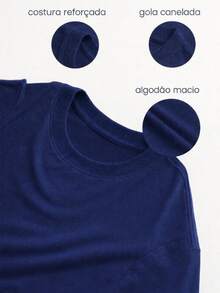 Camiseta Infantil Manga Curta Menina Estampada Mini Raposa Elegantes Colorido Confortável 100% Algodão Leve Gola Redonda Estilosa - Azul Marinho - Visão 3