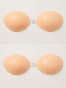 YIYANG 1 Pair Women's Self-Adhesive Silicone Strapless Bra, Invisible Elastic Band & Push-Up Design, Invisible Adhesive Bra, Perfect For Wedding And Prom Dresses - Apricot - View 11
