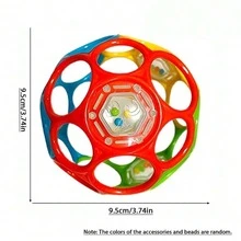 1pc Baby Soft Grip Ball Rattle, Early Education Sensory Toy With Bell, Develops Motor Skills, Easy To Grip Montessori Toy, Holiday/Birthday Gift - Multicolor - View 16