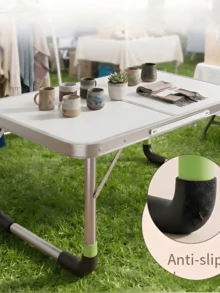 Aluminum Alloy Folding Table Set, Foldable For Storage, Lightweight And Stable; Matched With Portable Folding Stools, Multi-Functional For Outdoor Camping, Market Vending, Home Use And Office Work - A - View 5