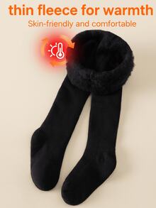 [Autumn/Winter] 1/3 Pairs Girls/Children/Baby Tights, Khaki/Light Brown/Black, Warm Lining Fine Stripe Design, Minimalist Versatile Fashion Skin-Friendly Soft Breathable, Cold-Proof Warm Hip Protection, Suitable For Back To School/Travel/Holiday Gifts/Outdoor Activities, Multiple Combinations Available - Multicolor - View 9