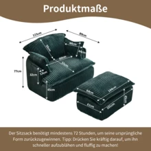 Compressed Sofa Seat Green 1 Seat Convertible Chair - Green 1 Seat - View 2