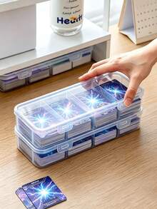 4-Compartment Card Storage Box, Poker Card Storage Box, Plastic Card Organizer With Lid, Suitable For Poker Game Cards, Business Card Storage, Portable Divided Organizer Box, Snap-Lock Transparent PP Material, Suitable For Office Desk, Living Room, Drawer, Bedroom And Other Scenarios, Crafts, Cards, Card Games, Plastic Storage Box, Compact Storage Box, Minimalist Storage, Lightweight Storage Bag, Seamless Closure, Card Game Enthusiasts - Multicolor - View 3