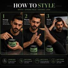 Men's Hair Styling Clay 120g Matte Finish Long-Lasting Hold Non-Sticky No Residue Voluminous Texture Dry & Styled - Mud - View 9