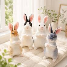 Keylingwd 1pc Realistic Plush Rabbit Doll, Cute Lifelike Rabbit Stuffed Animal Doll Decor, Easter Gift, Christmas Gift, Birthday Gift, Kids Room Decoration - Multicolor - View 1