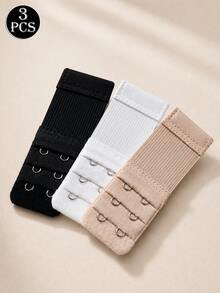 3pcs Elastic Bra Extender, 3 Rows 2 Hooks Soft Elastic Bra Strap Extender, Women's Lingerie Accessories Bra Back - Multicolor - View 1