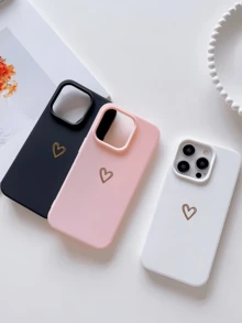 3pcs Matte Minimalist Small Heart Personalized Soft TPU Anti-Fall Full Coverage Anti-Fouling Fashion Phone Case Compatible With Apple 17 16 15 14 13 12 11 Pro Max Air - Multicolor - View 3