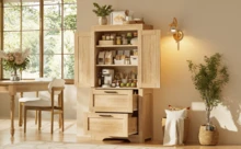 Natural MDF Sideboard, Credenza - 60x30x128cm - Natural - View 7