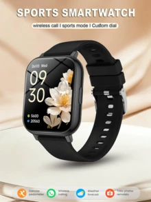 Unisex Smart Watch With Wireless Calling & Message Alerts, Pedometer, Calorie, Distance Tracking, Multi-Sport Modes, Music Control, Remote Camera, Alarm, Metal Case & Silicone Strap, 180mAh Battery, USB Charging, Multi-Function Smart Watch For Smartphones, Holiday Gift, Birthday Gift - 彩色 - 查看 2