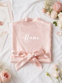 Bata de novia de satén personalizada, diseño de media manga, bata de dama de honor y novia personalizada, bata de satén personalizada, bata de dama de honor para prepararse, bata de fiesta de boda, talla M/L/XL/XXL - Multicolor - Ver 8