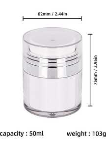 1pc White Acrylic Vacuum Cream Bottle With Dispenser Pump, Available In 15ml, 30ml, 50ml, 100ml - White - View 15