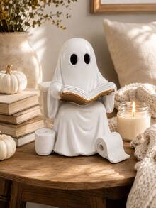 Funny Ghost Toilet Statue, Halloween Bathroom Decor, Resin Reading Ghost Figurine, Suitable For Toilet Tank, Countertop And Shelf, Cute Spooky Home Decor, Farmhouse Style Bathroom Ornament, Autumn Holiday Party Decoration, Novelty Gift For Women, Gothic Style Autumn Decor - A - View 6