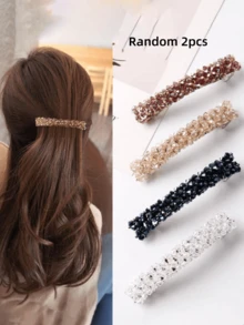 2 piezas Clip de primavera con cristal simple y temperamento - Multicolor - Ver 4