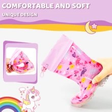 Children's Rain Boots, Cartoon Flamingo Pattern, Waterproof & Non-Slip Rain Shoes, Suitable For Boys And Girls, Easy To Put On And Take Off, Toddler Outdoor Rainy Day Shoes - Pink - View 7
