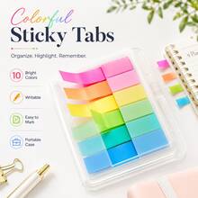 Back To School | Translucent Sticky Index Tabs Set - Colorful Writable Page Flags, Arrow & Ribbon Shapes Book Annotating Tabs For Notebook, School & Office - one-size - View 2