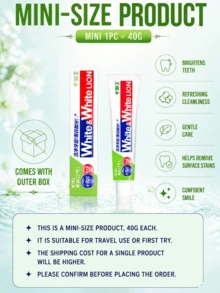 Lion's Baking Soda Whitening Toothpaste, Refreshing Lime Flavor, Full Size 120g, Travel Size 40g, Probiotic Toothpaste For Fresh Breath, Removes Stains, Suitable For All Ages - Cool Lime Scent - Toothpaste - View 6